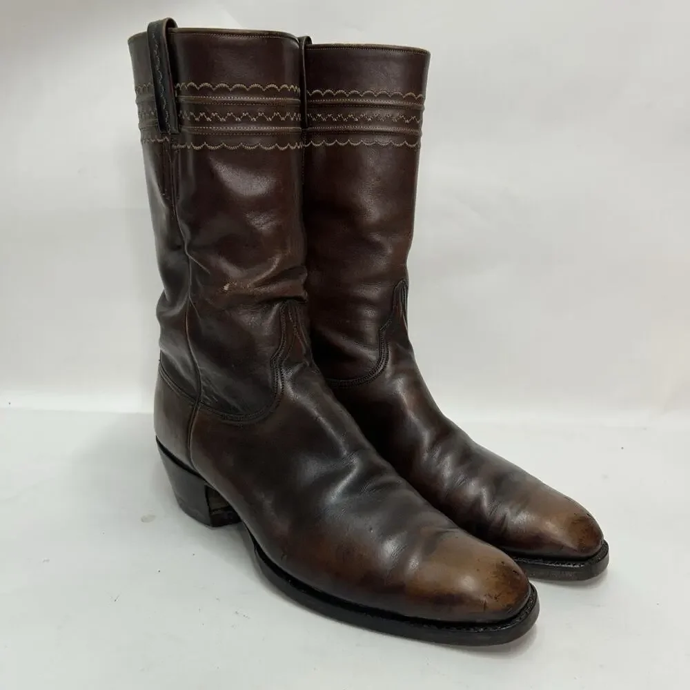 Vintage Lucchese San Antonio Stovepipe Cowboy Boots “Brown”